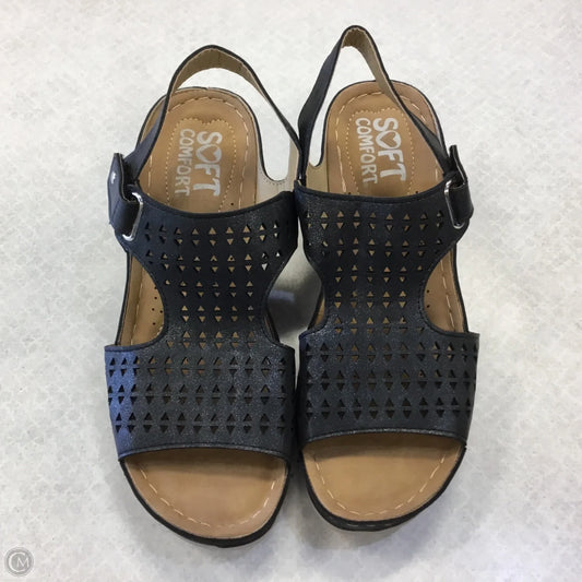Sandals Heels Wedge By Clothes Mentor In Black, Size: 6