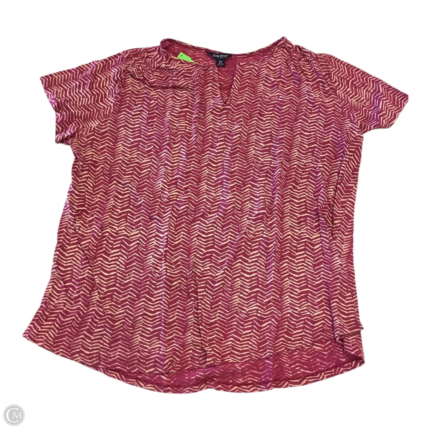 Top Short Sleeve By Lucky Brand In Pink, Size: 1x