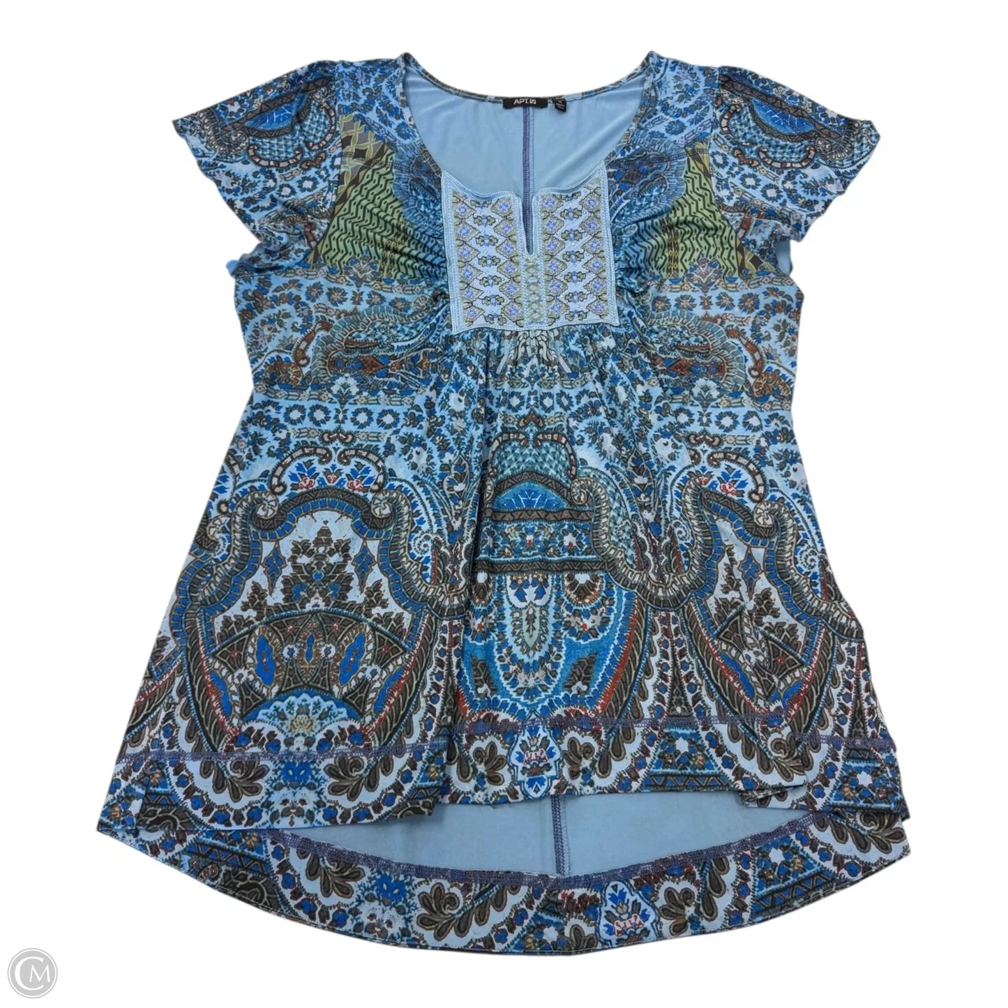 Top Short Sleeve By Apt 9 In Blue, Size: 1x