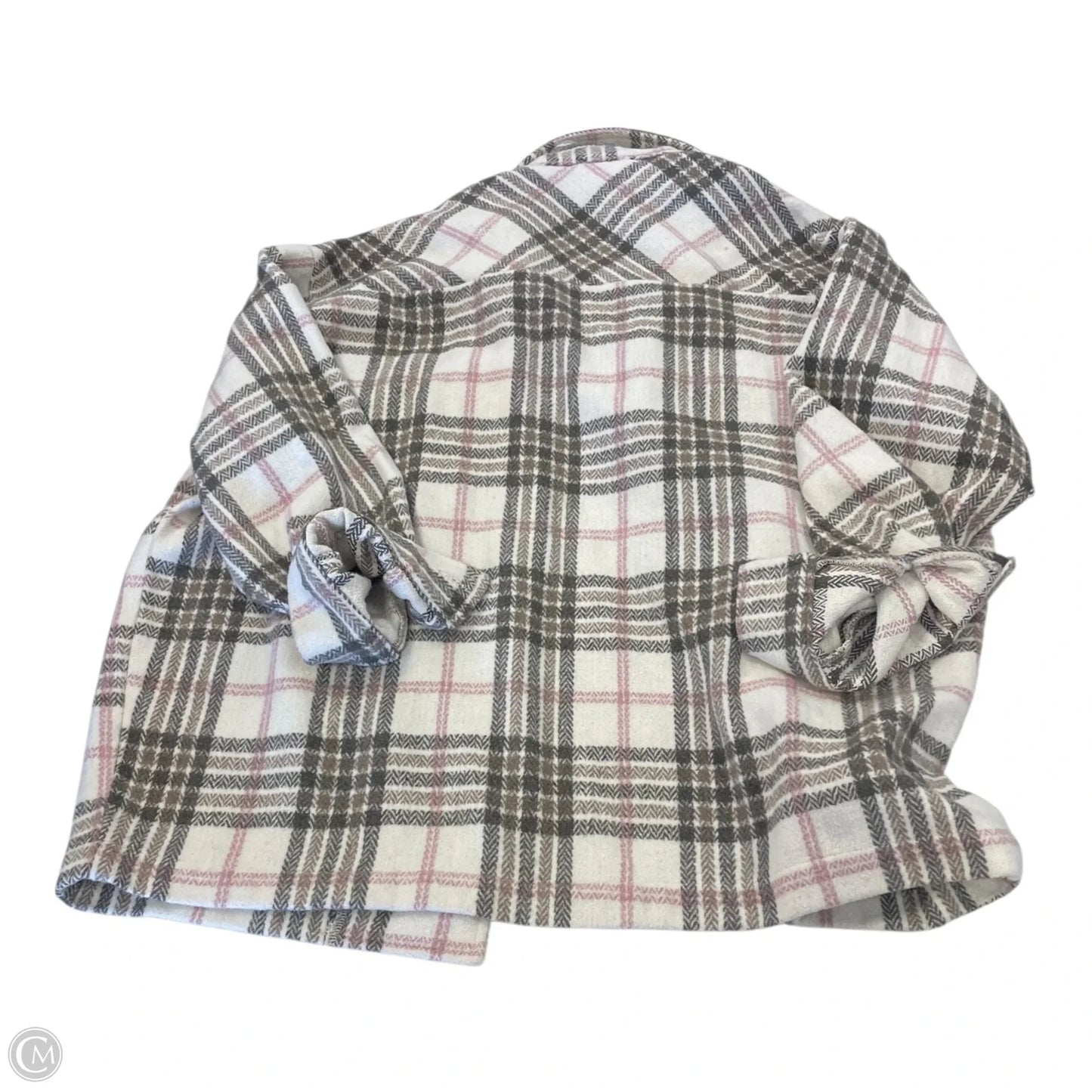 Jacket Fleece By Sans Souci In Cream & Pink, Size: M