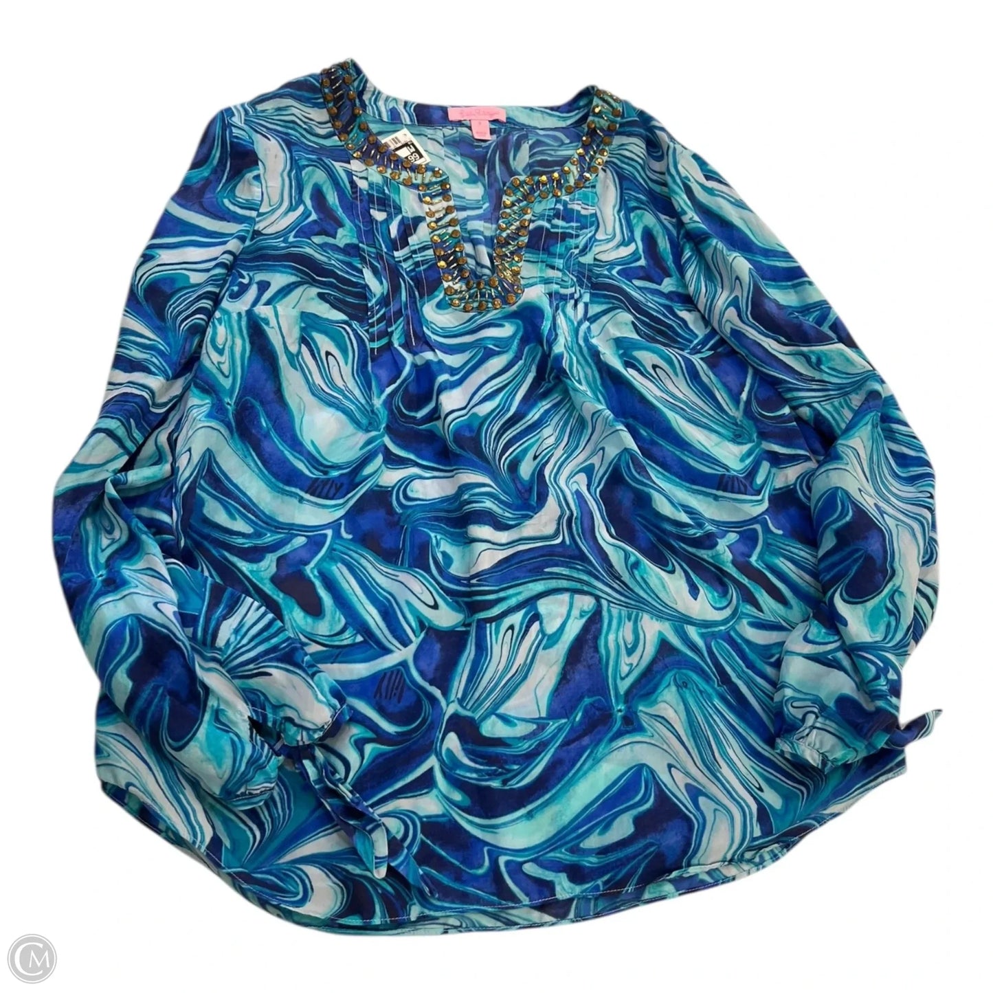 Top Long Sleeve Designer By Lilly Pulitzer In Blue, Size: S