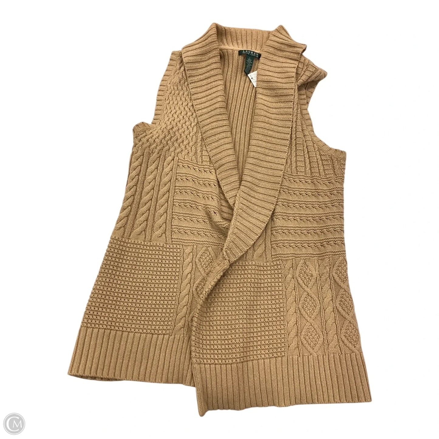 Vest Sweater By Ralph Lauren In Tan, Size: L