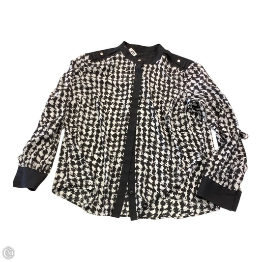 Top Long Sleeve By Dana Buchman In Black & White, Size: L
