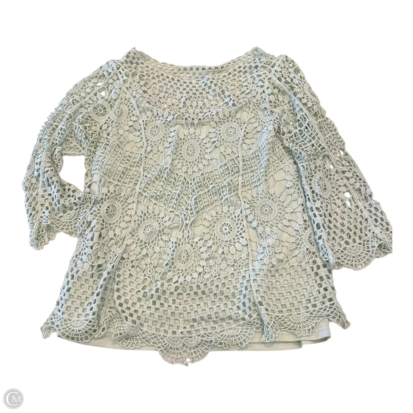 Top 3/4 Sleeve By Ultra Pink In Green, Size: Xl