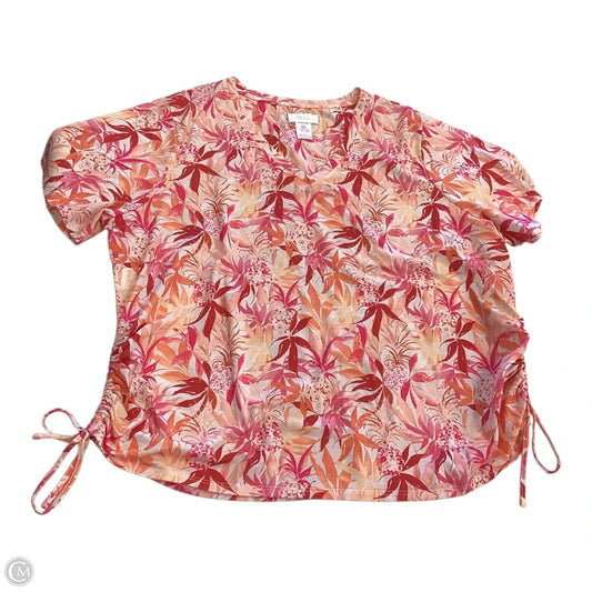 Top Short Sleeve By Stella Parker In Tropical Print, Size: 2x