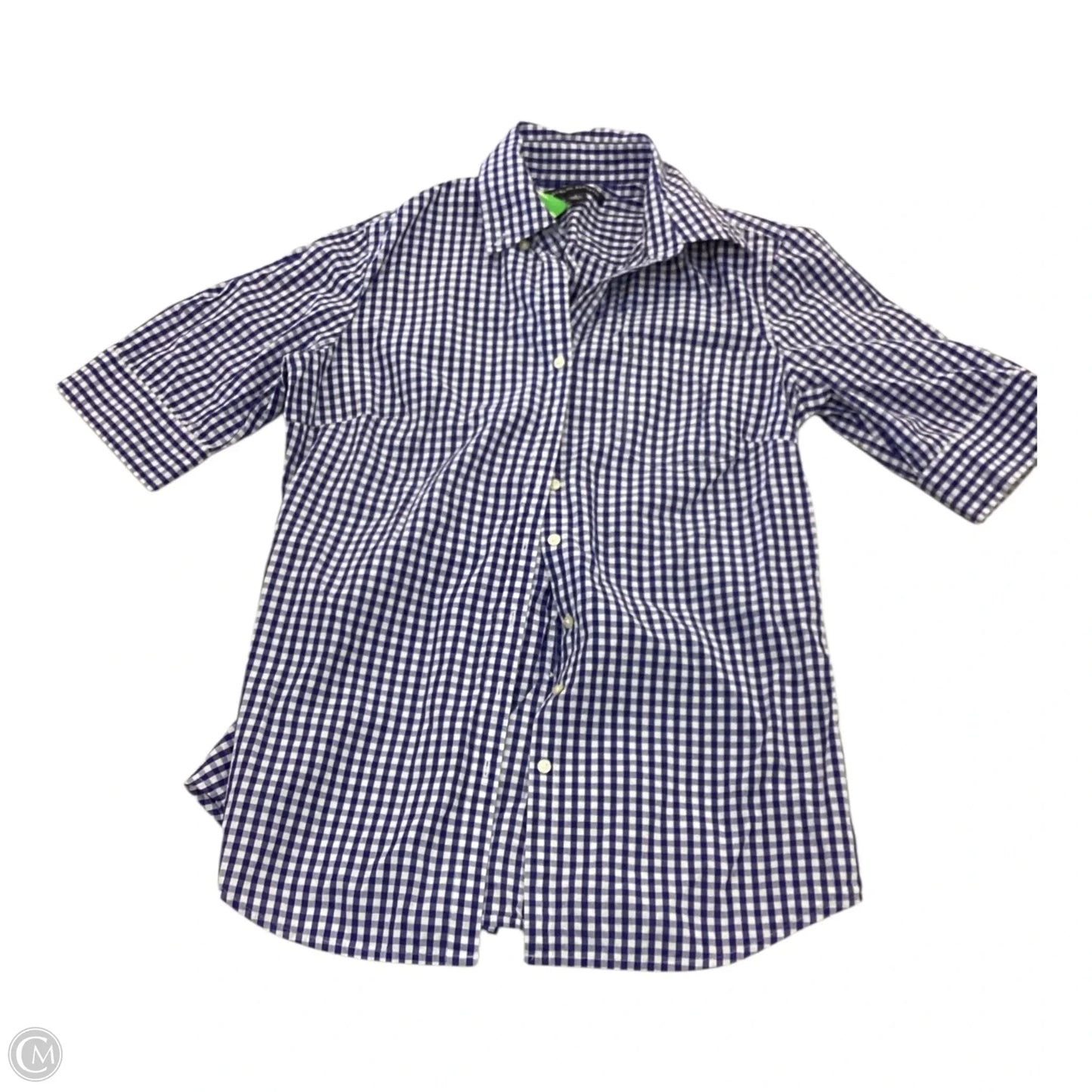 Top Short Sleeve By Banana Republic In Blue & White, Size: S
