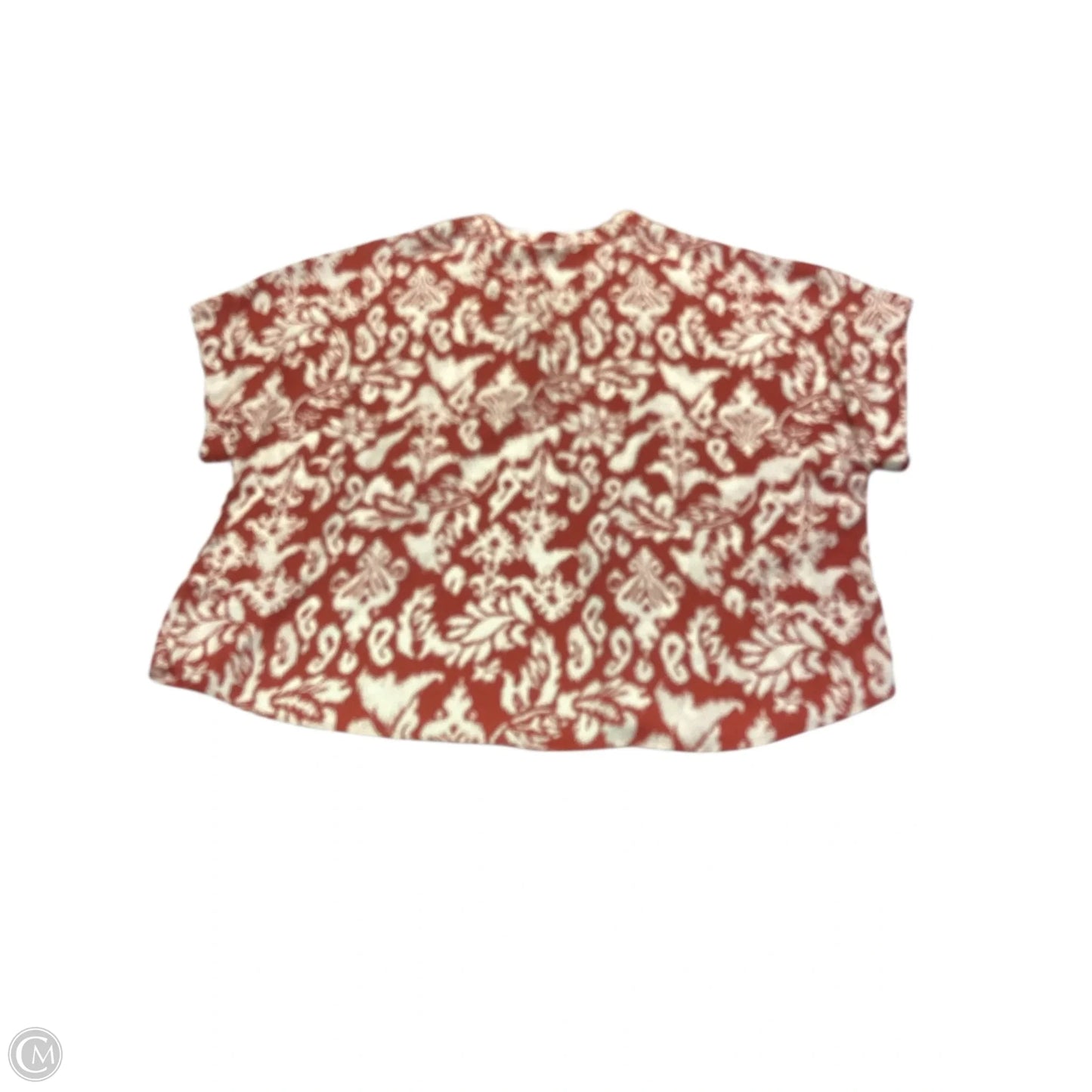 Blouse Short Sleeve By Industry In Orange & White, Size: 3x