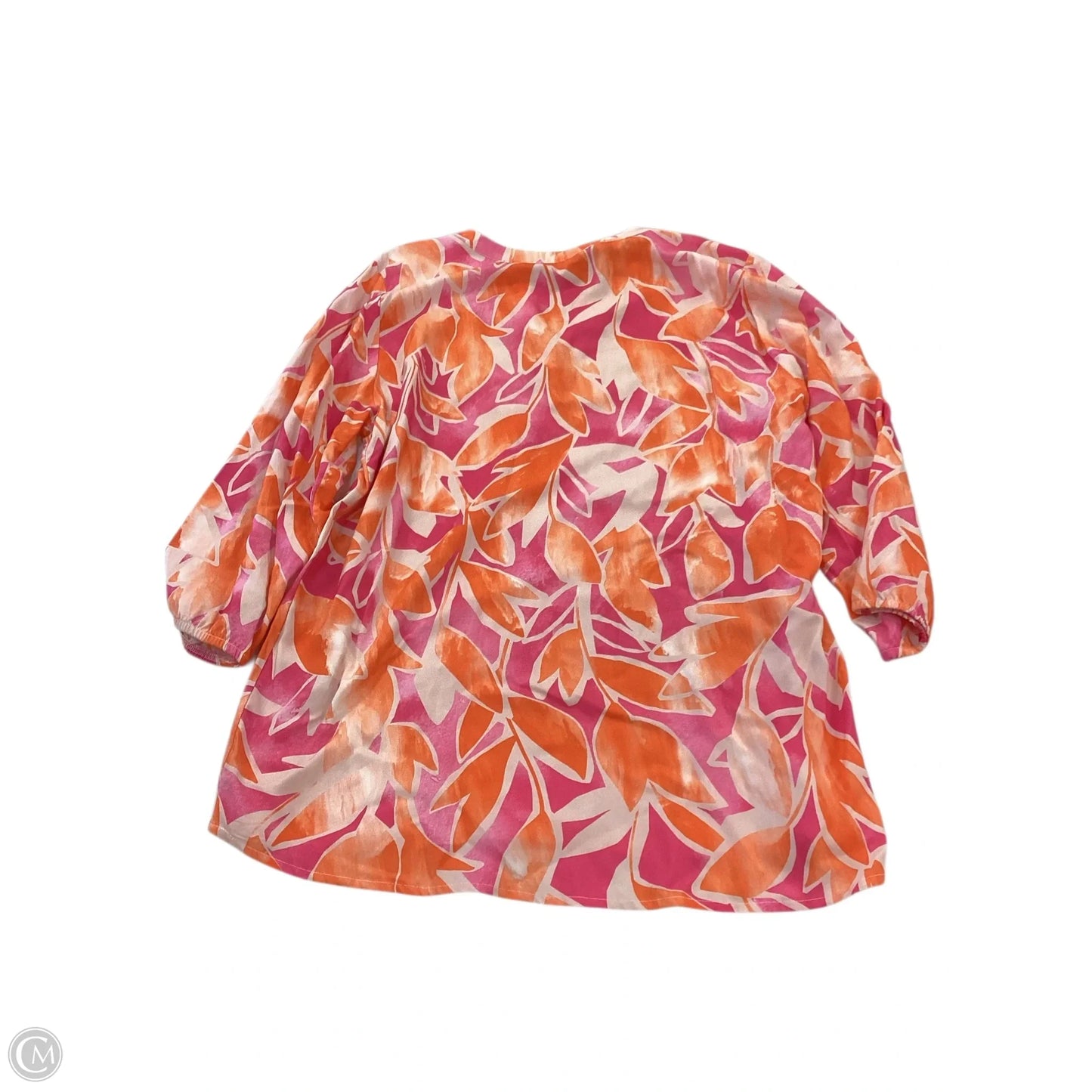 Top 3/4 Sleeve By Clothes Mentor In Orange & Pink, Size: M