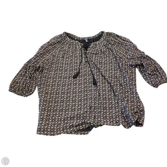 Blouse 3/4 Sleeve By Chaps In Black & Tan, Size: 2x
