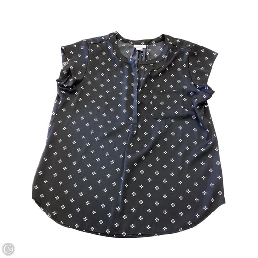 Blouse Short Sleeve By Liz Claiborne In Black & White, Size: L