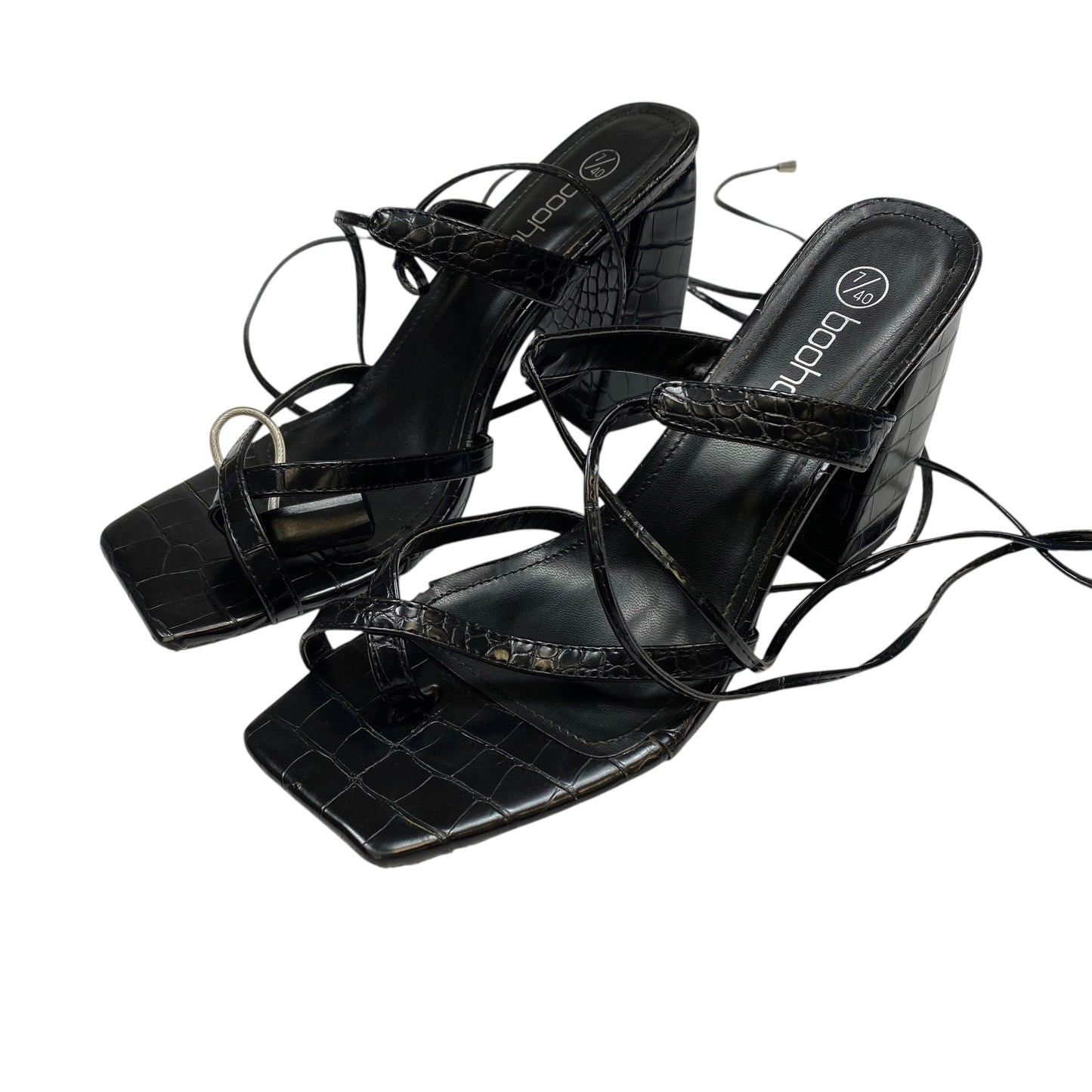Sandals Heels Block By Boohoo Boutique In Black, Size:7