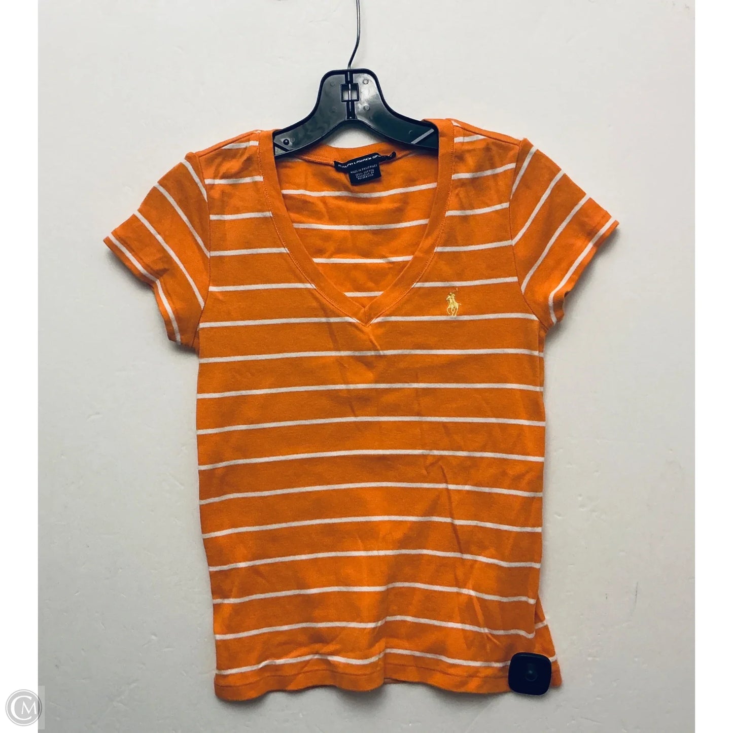 Top Short Sleeve Basic By Ralph Lauren Blue Label In Orange, Size: M