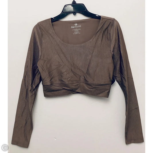 Athletic Top Long Sleeve Collar By 90 Degrees By Reflex In Brown, Size: L