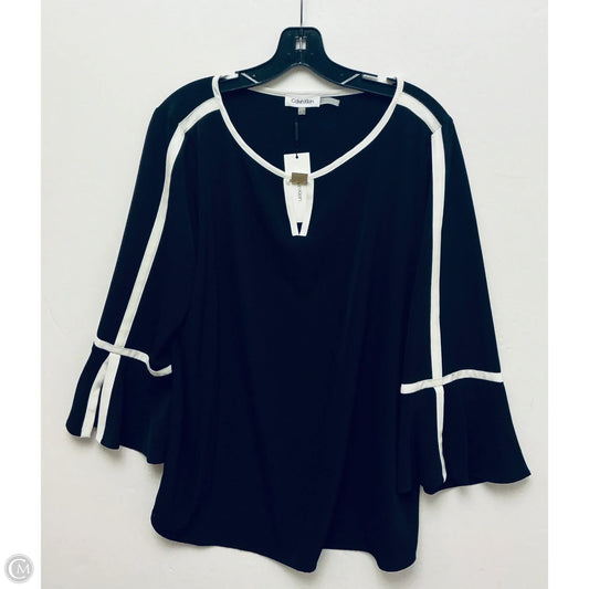 Top Long Sleeve By Calvin Klein In Black, Size: Xl
