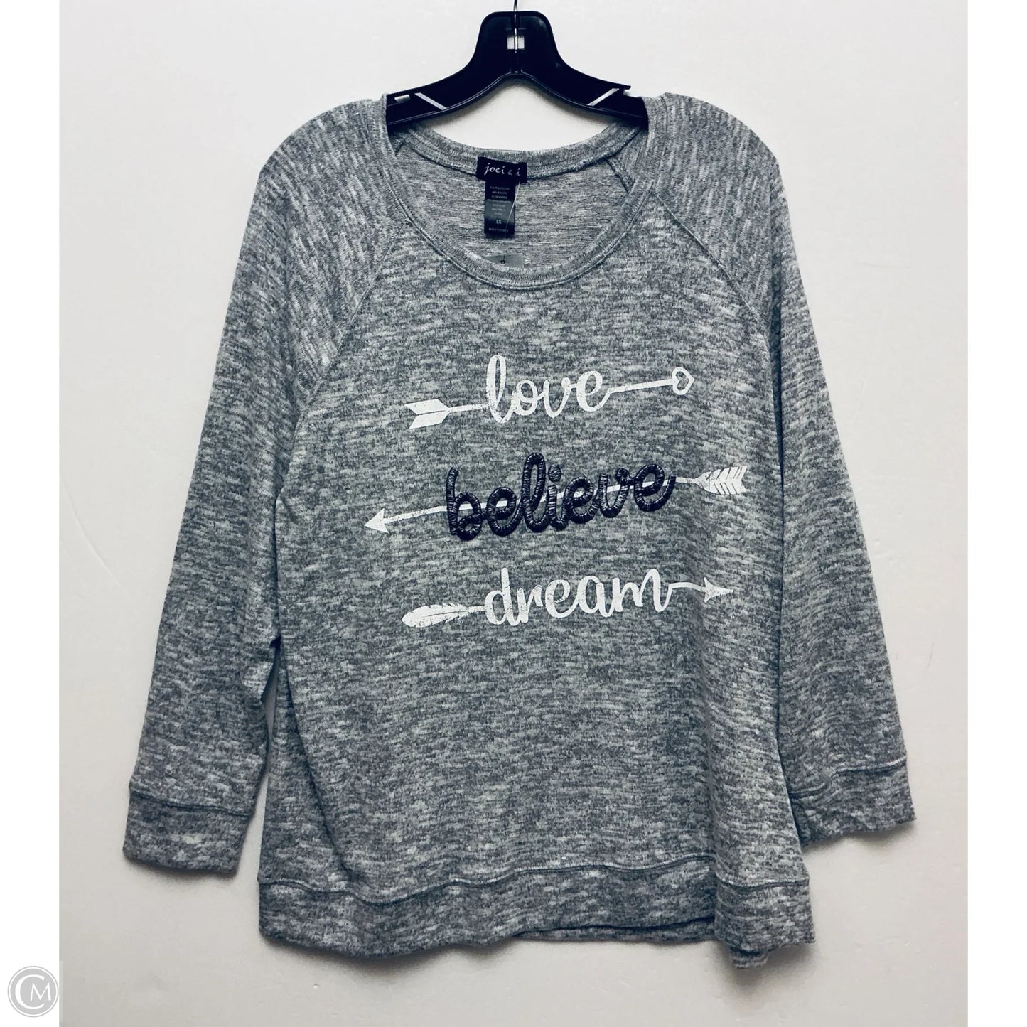 Top Long Sleeve By Cme In Grey, Size: 1x