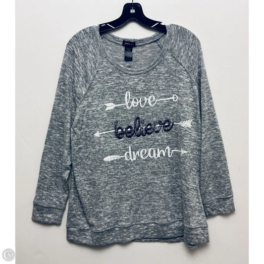 Top Long Sleeve By Cme In Grey, Size: 1x