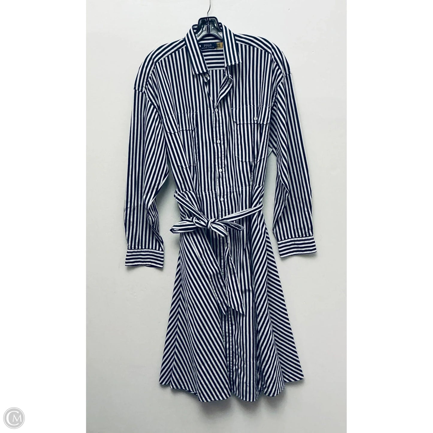 Dress Casual Midi By Polo Ralph Lauren In Striped Pattern, Size: 16