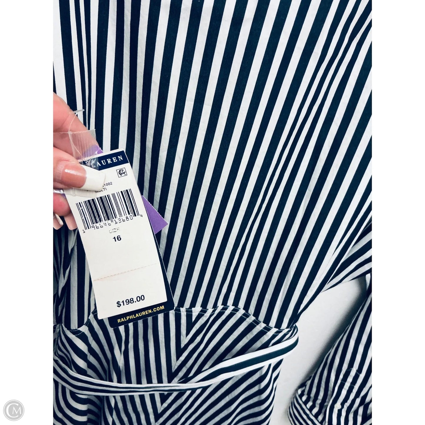 Dress Casual Midi By Polo Ralph Lauren In Striped Pattern, Size: 16