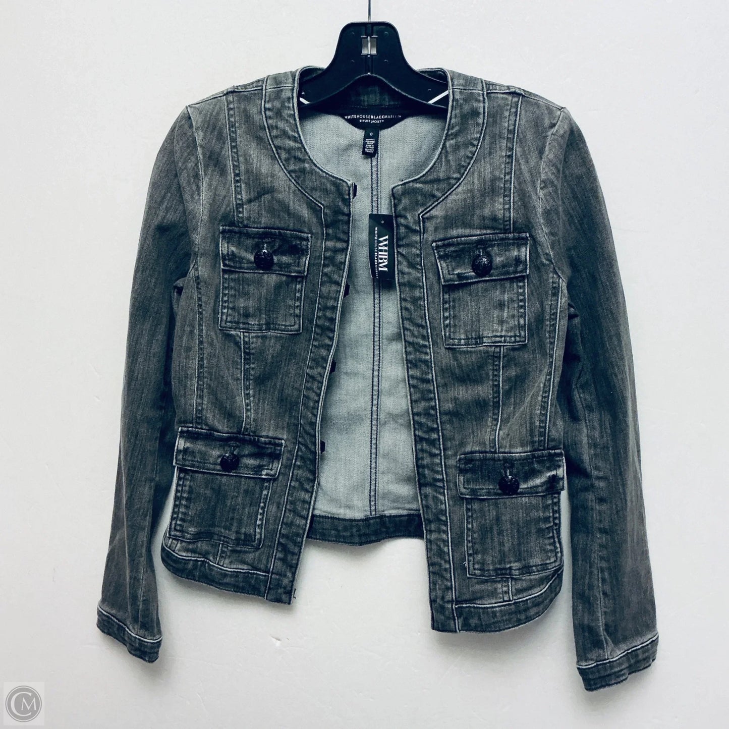 Jacket Denim By White House Black Market In Grey Denim, Size: 0