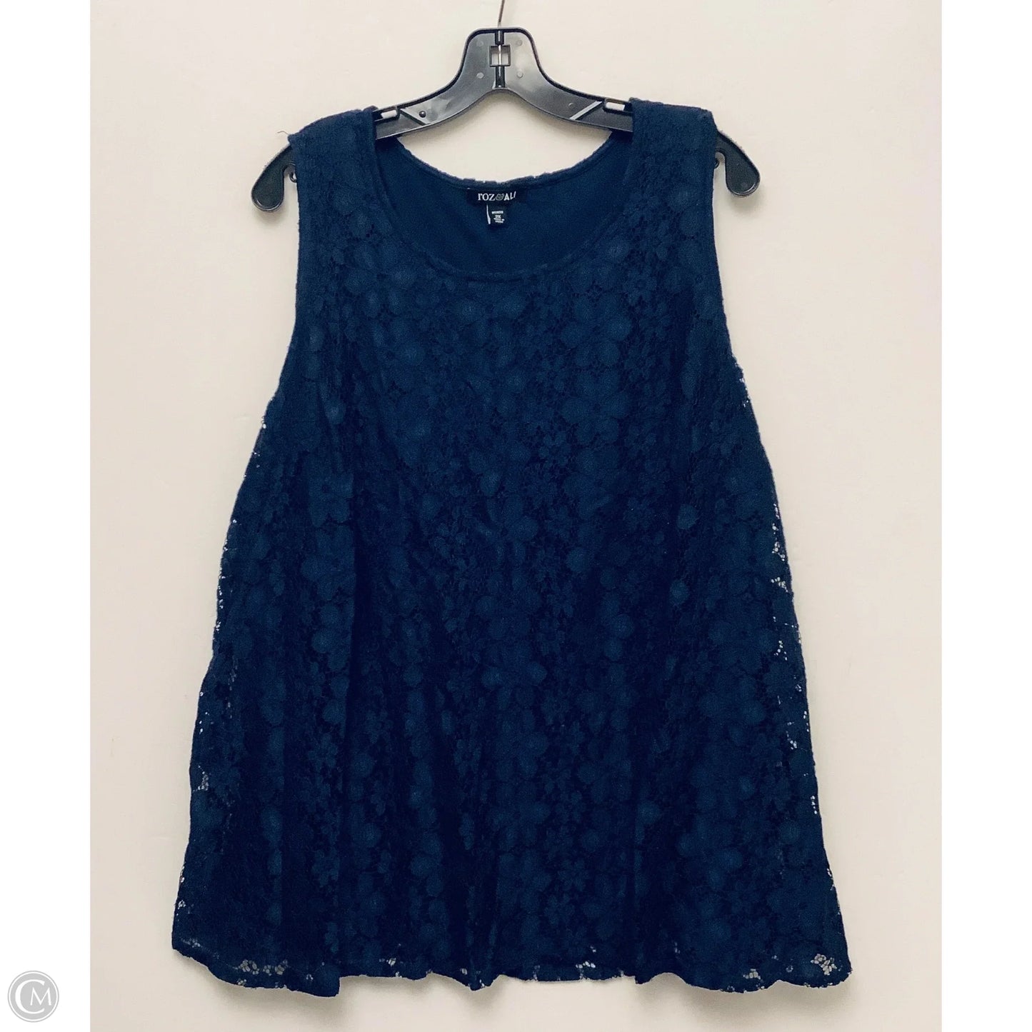 Top Sleeveless Basic By Roz And Ali In Blue, Size: 2x