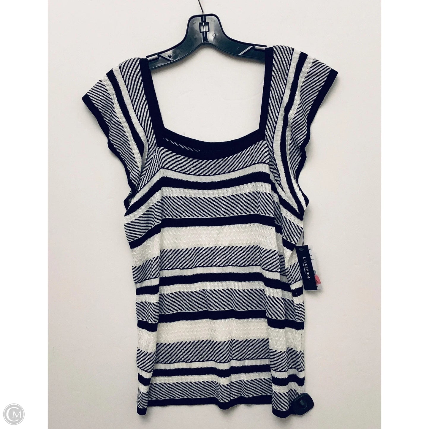 Top Sleeveless By Liverpool In Black & White, Size: M