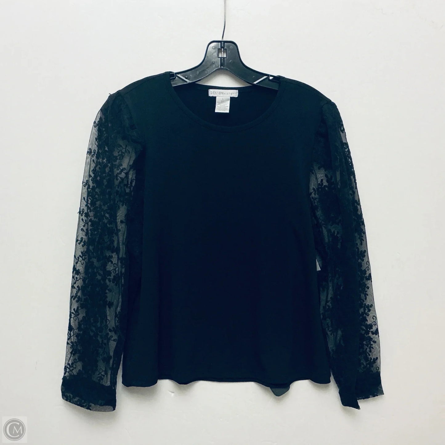 Top Long Sleeve Basic By Design History In Black, Size: L