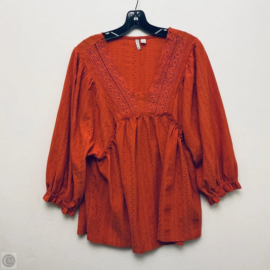 Top Long Sleeve Basic By Cato In Orange, Size: L