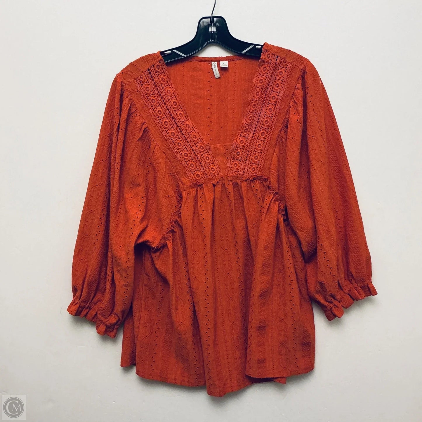 Top Long Sleeve Basic By Cato In Orange, Size: L