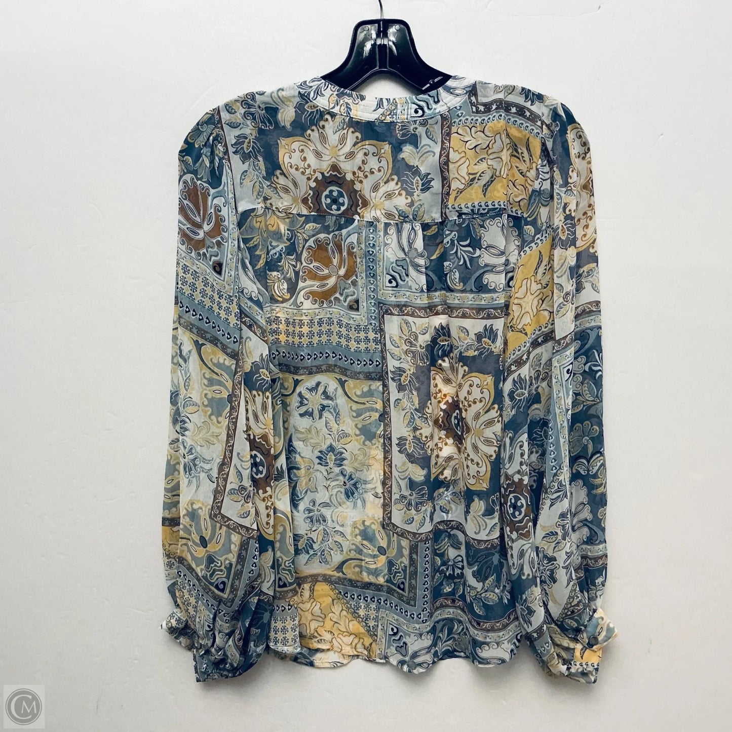 Top Long Sleeve By Chicos In Blue & Yellow, Size: S