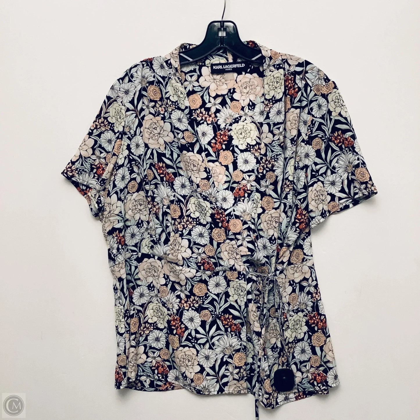 Top Short Sleeve Designer By Karl Lagerfeld In Floral Print, Size: Xl