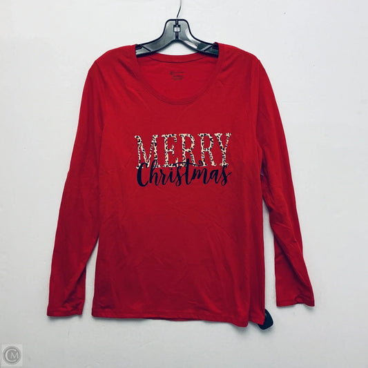 Top Long Sleeve Basic By No Boundaries In Red, Size: 3x
