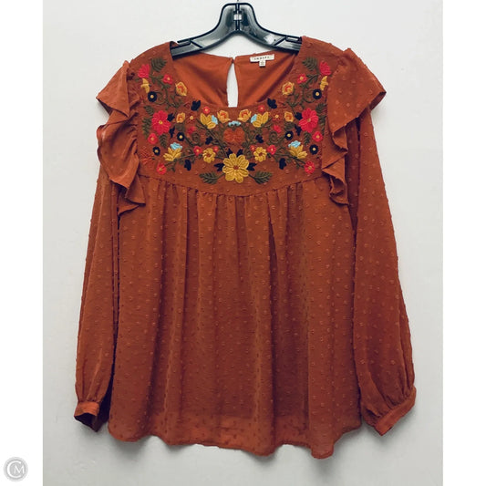 Top Long Sleeve By Jodifl In Orange, Size: L