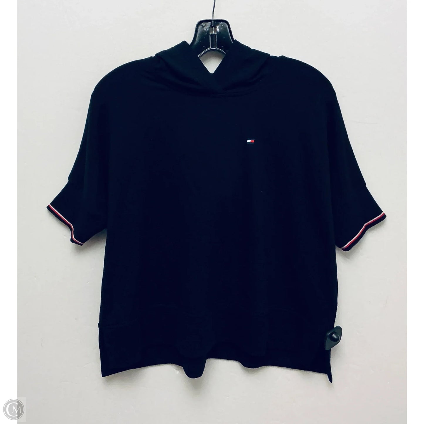 Athletic Top Short Sleeve By Tommy Hilfiger In Black, Size: Xs