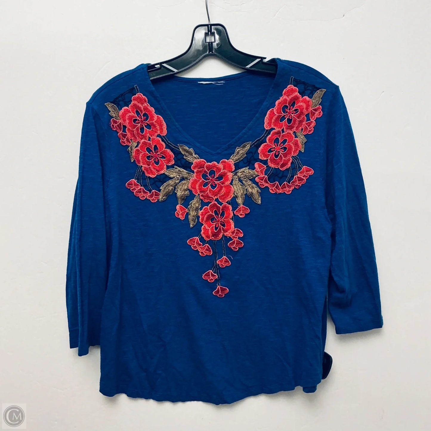 Top Long Sleeve By Rebecca Malone In Blue, Size: L