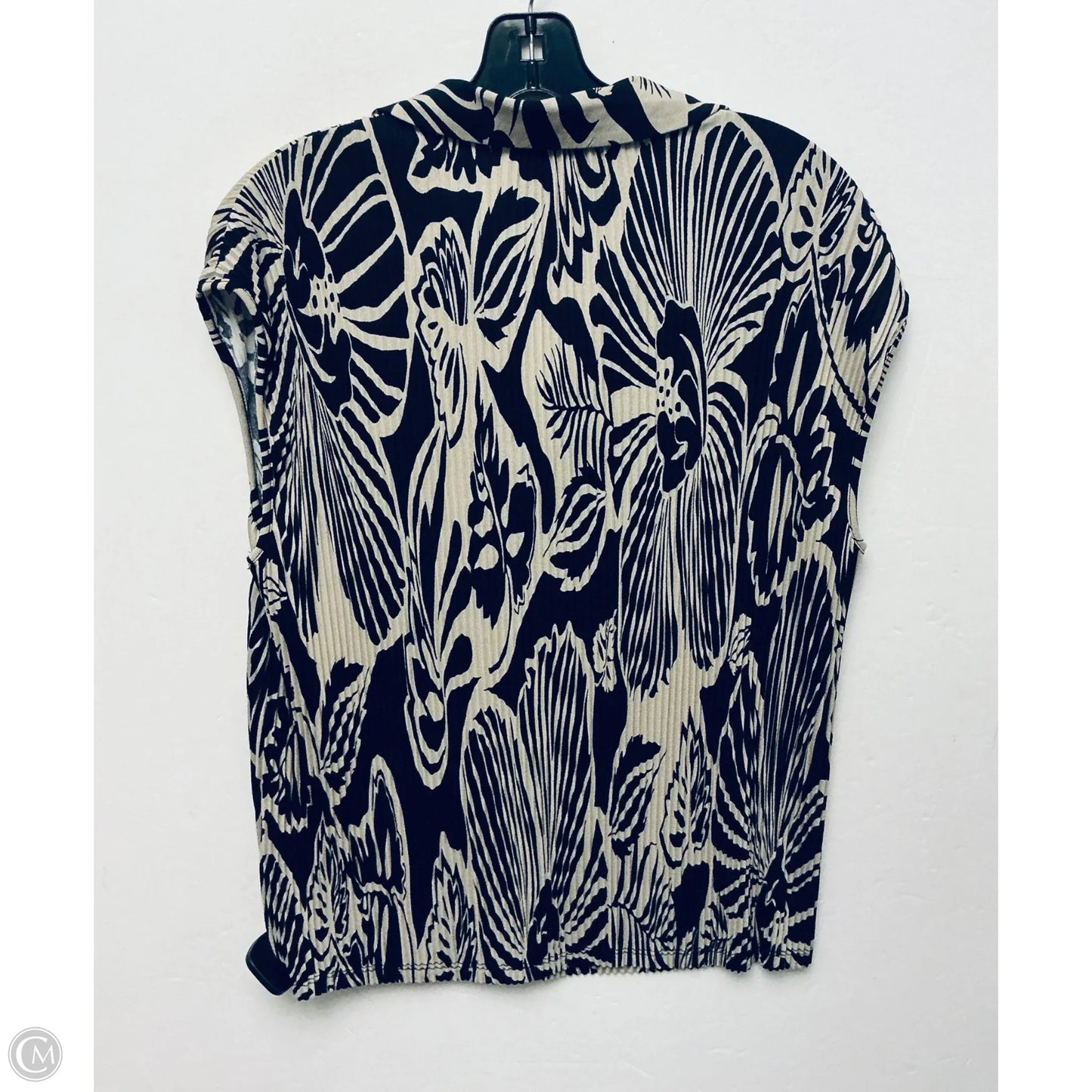 Top Sleeveless By Adrianna Papell In Black & Cream, Size: M