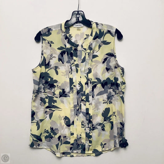 Top Sleeveless By Calvin Klein In Floral Print, Size: M