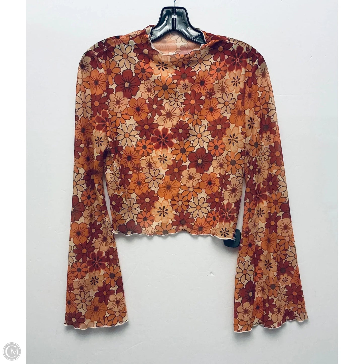 Top Long Sleeve Basic By Cmf In Floral Print, Size: Xl
