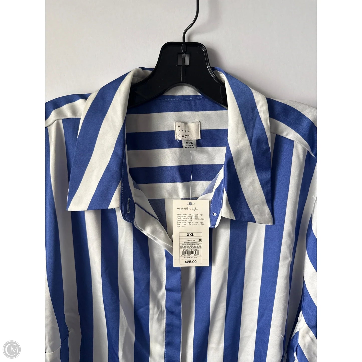 Top Long Sleeve By A New Day In Blue & White, Size: Xxl