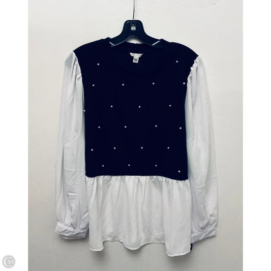 Top Long Sleeve By Cato In Black & White, Size: 18