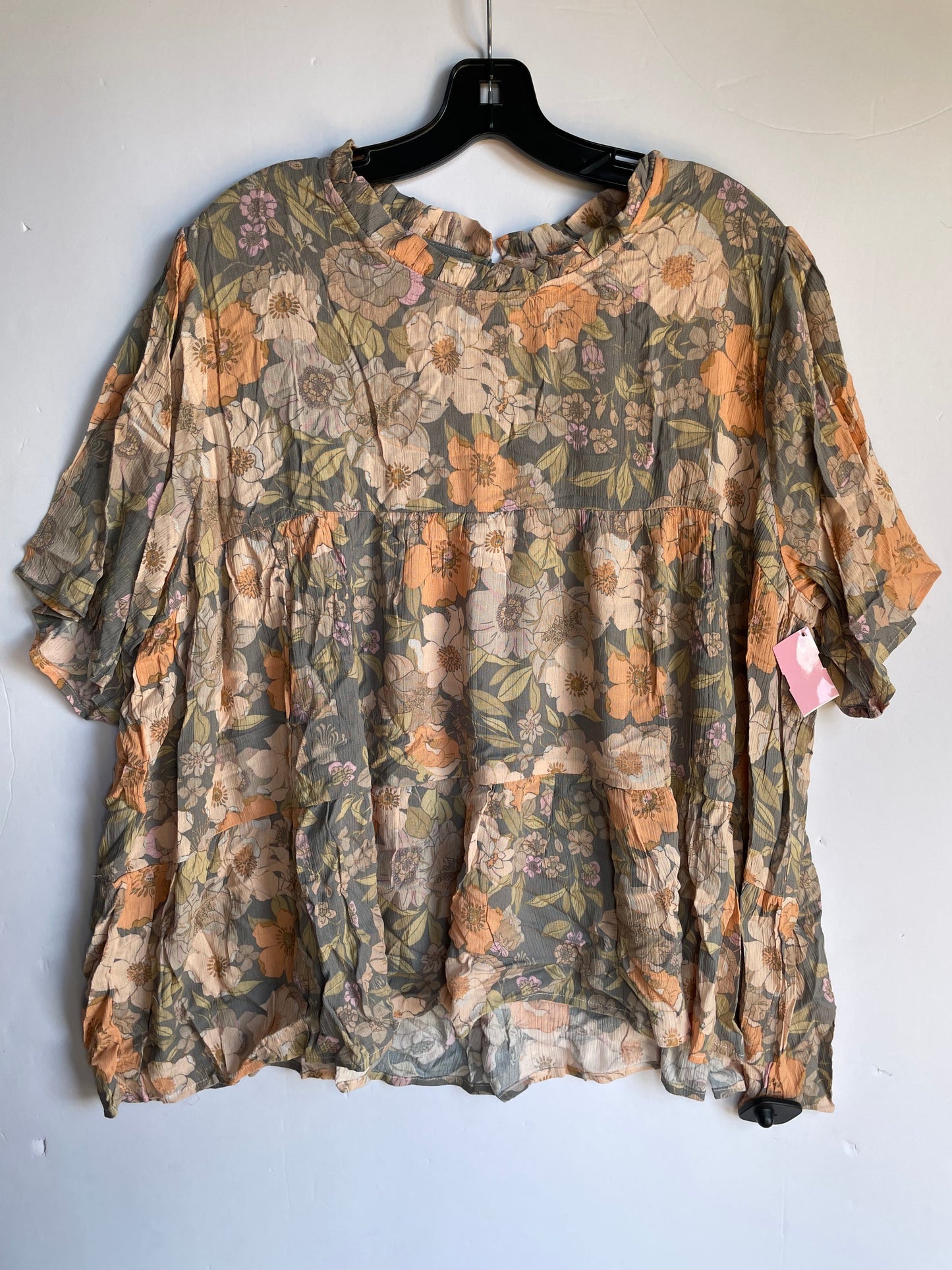 Floral Print Top Short Sleeve Clothes Mentor, Size 3x