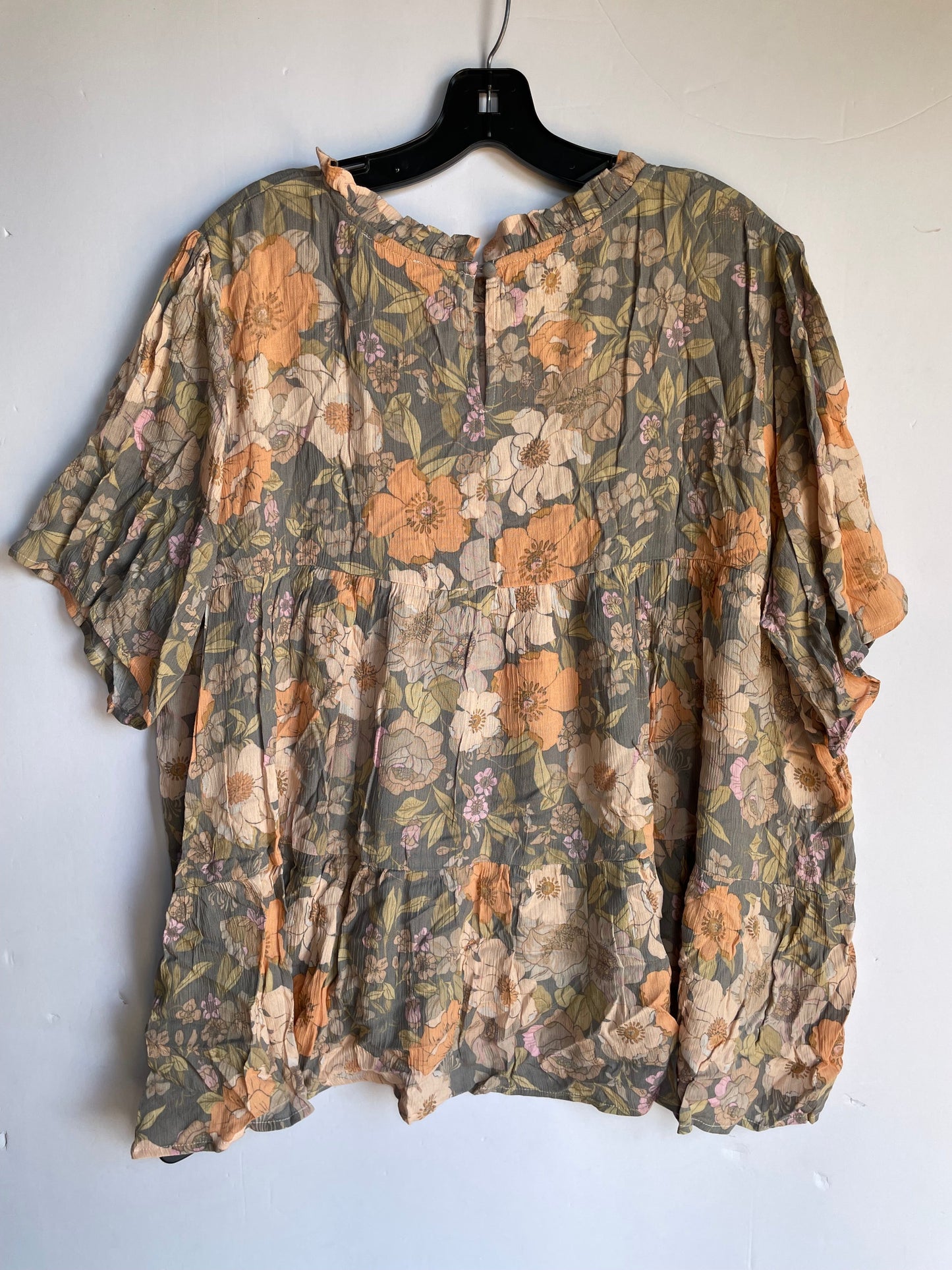 Floral Print Top Short Sleeve Clothes Mentor, Size 3x