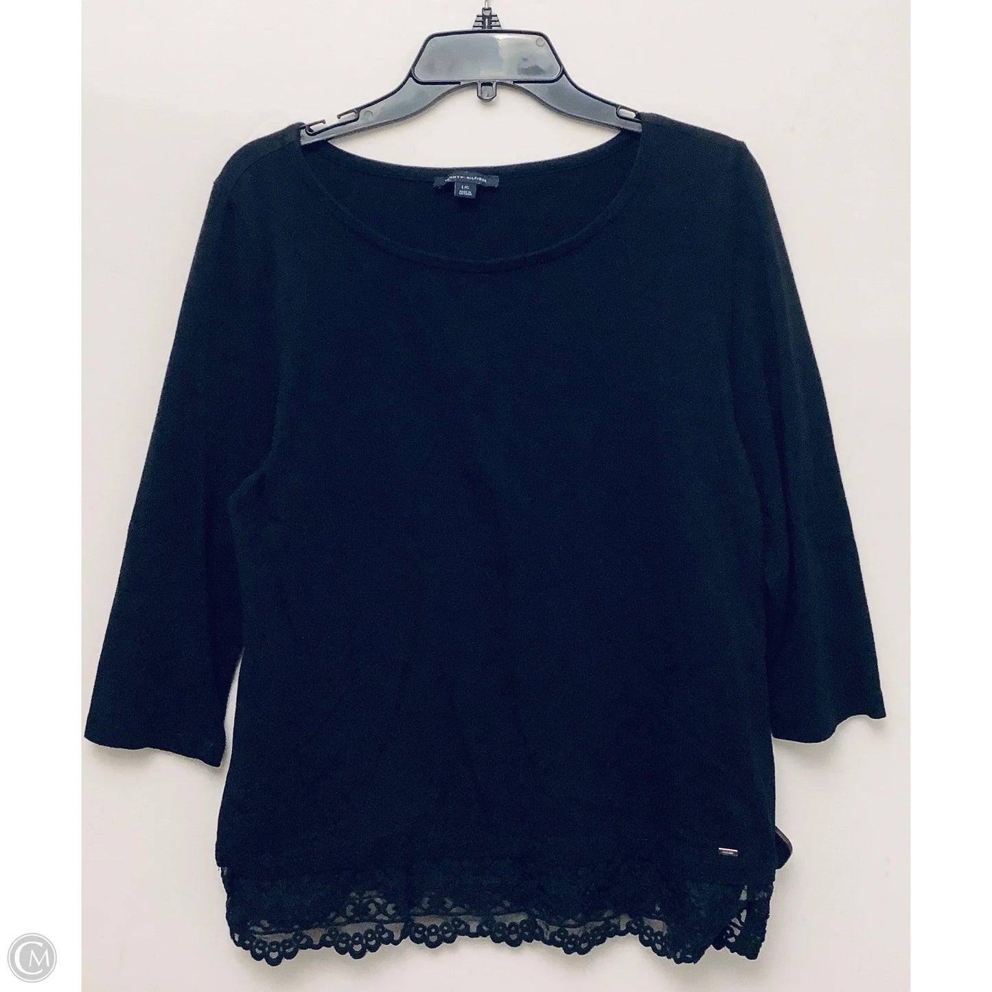 Top Long Sleeve By Tommy Hilfiger In Black, Size: L