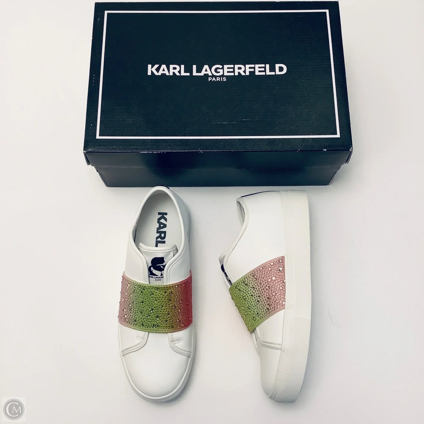 Shoes Designer By Karl Lagerfeld In White, Size: 7.5
