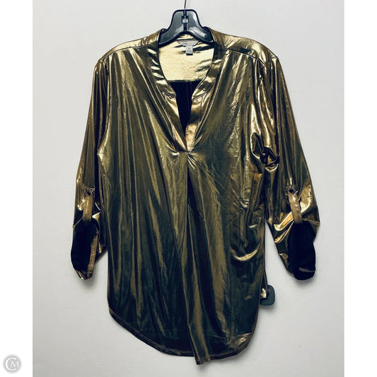 Top Long Sleeve By Cato In Gold, Size: M