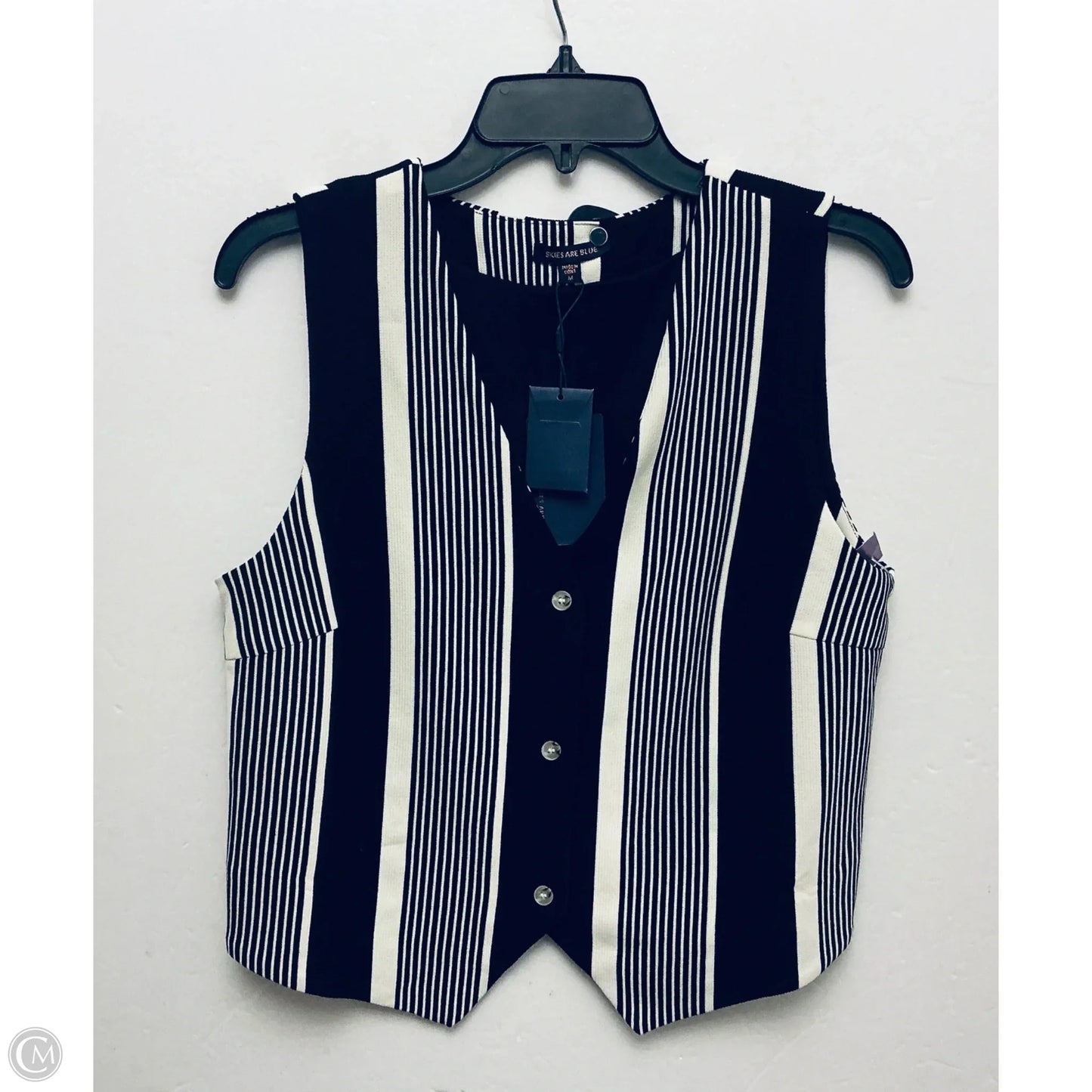 Top Sleeveless By Skies Are Blue In Striped Pattern, Size: M