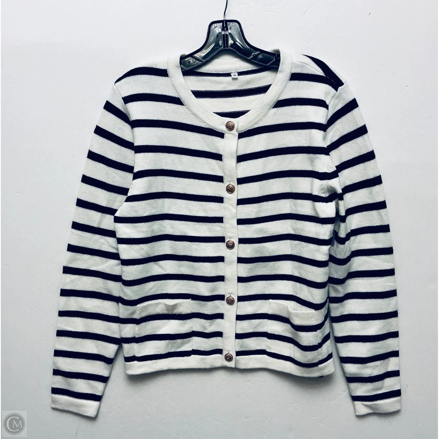 Sweater Cardigan By Cmc In Striped Pattern, Size: M