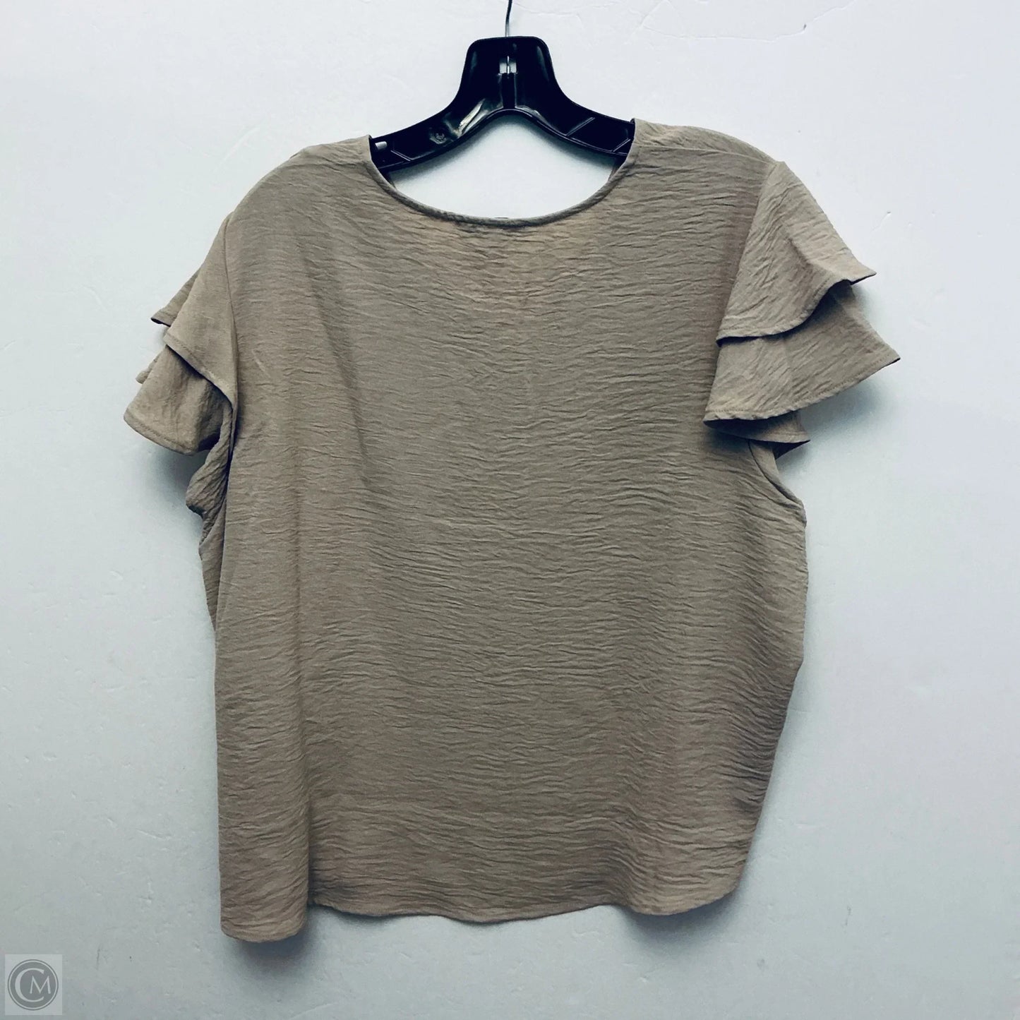 Top Short Sleeve By Adrianna Papell In Tan, Size: L