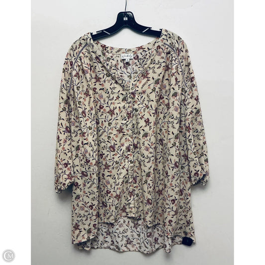 Top Short Sleeve By Wonderly In Floral Print, Size: 4x