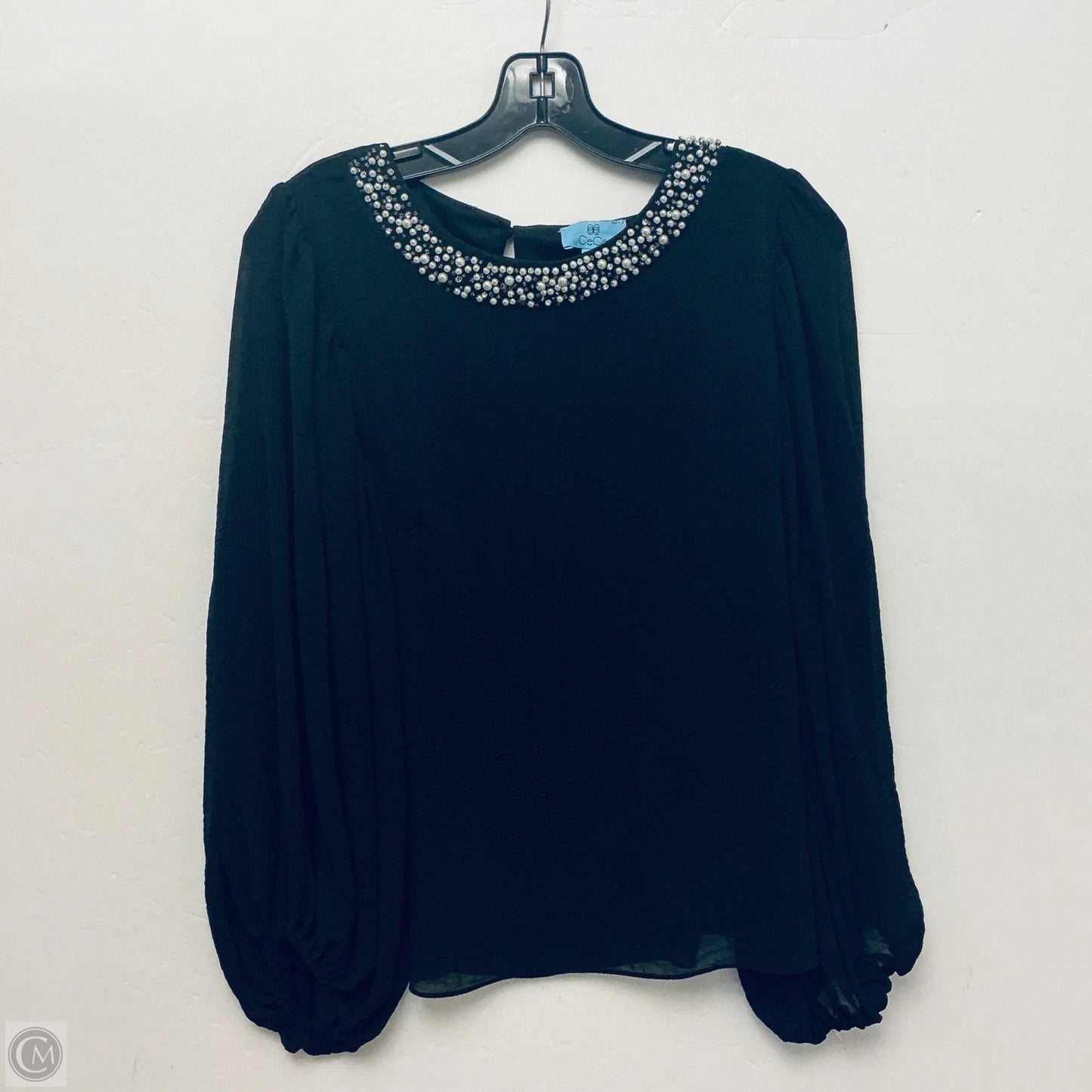Top Long Sleeve By Cece In Black, Size: M