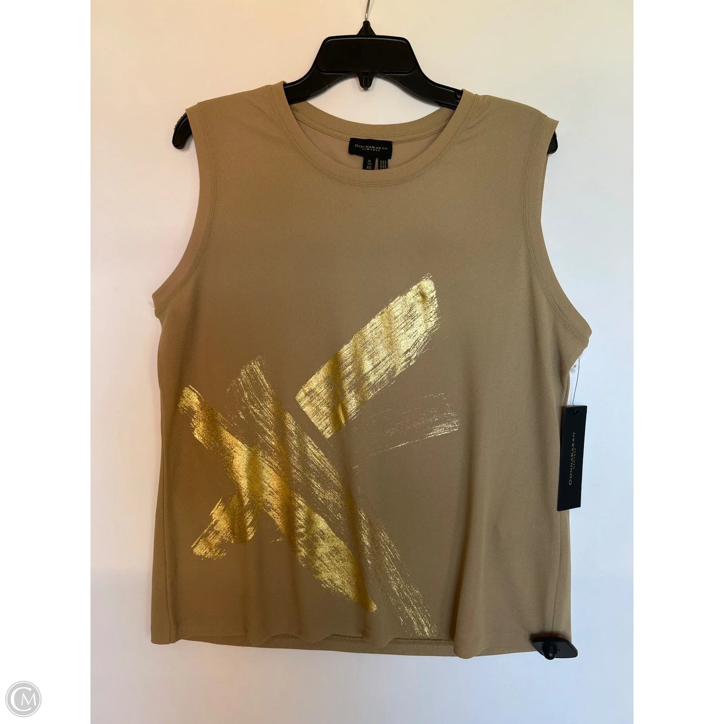 Top Sleeveless By Donna Karan In Tan, Size: Xl